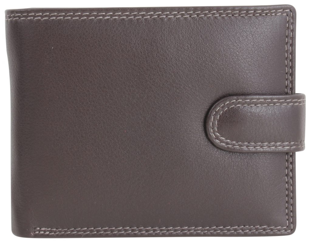 Brown Leather Tab Close Wallet with RFID Lining - Dalaco