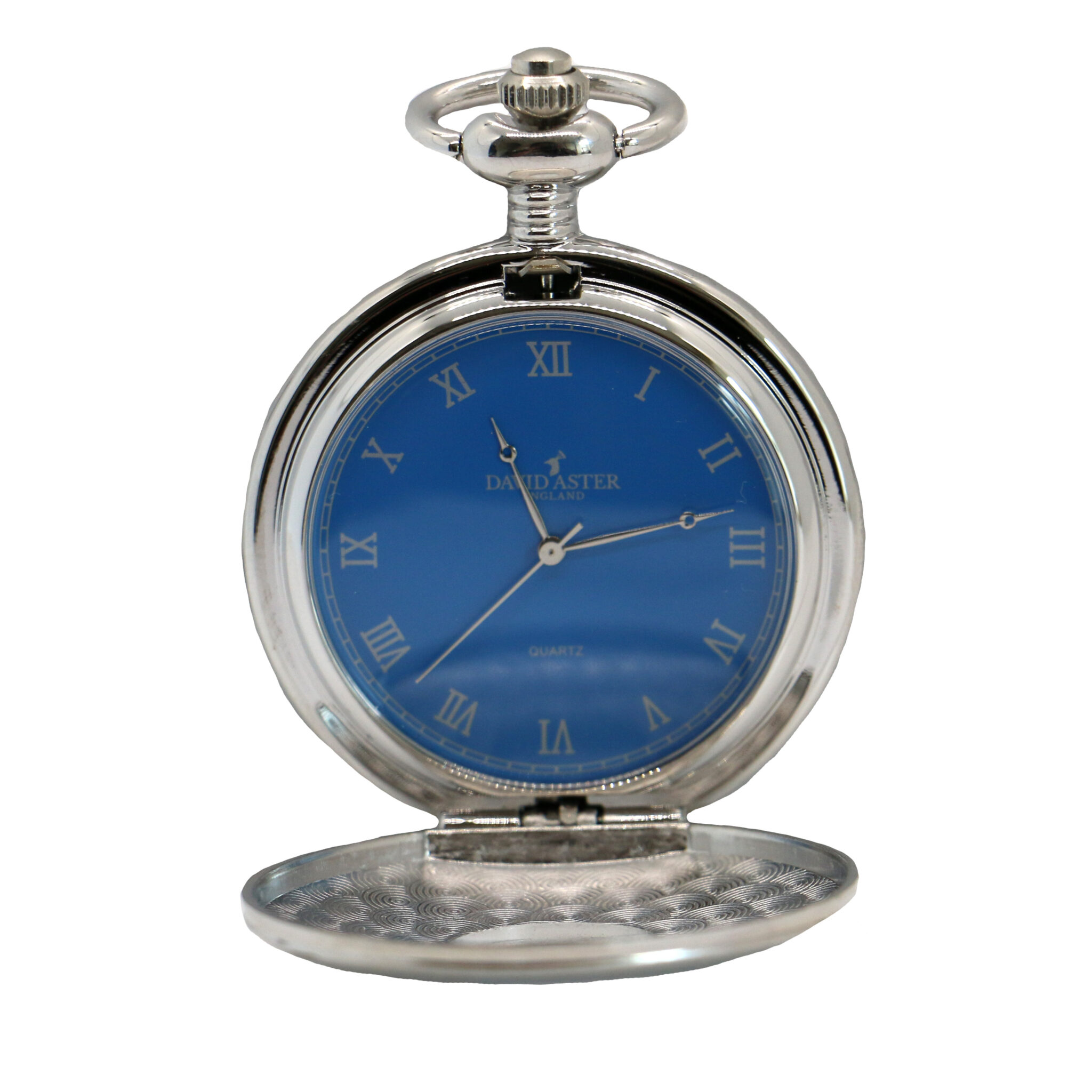 Silver And Blue Quartz Half Hunter Pocket Watch Dalaco 2032