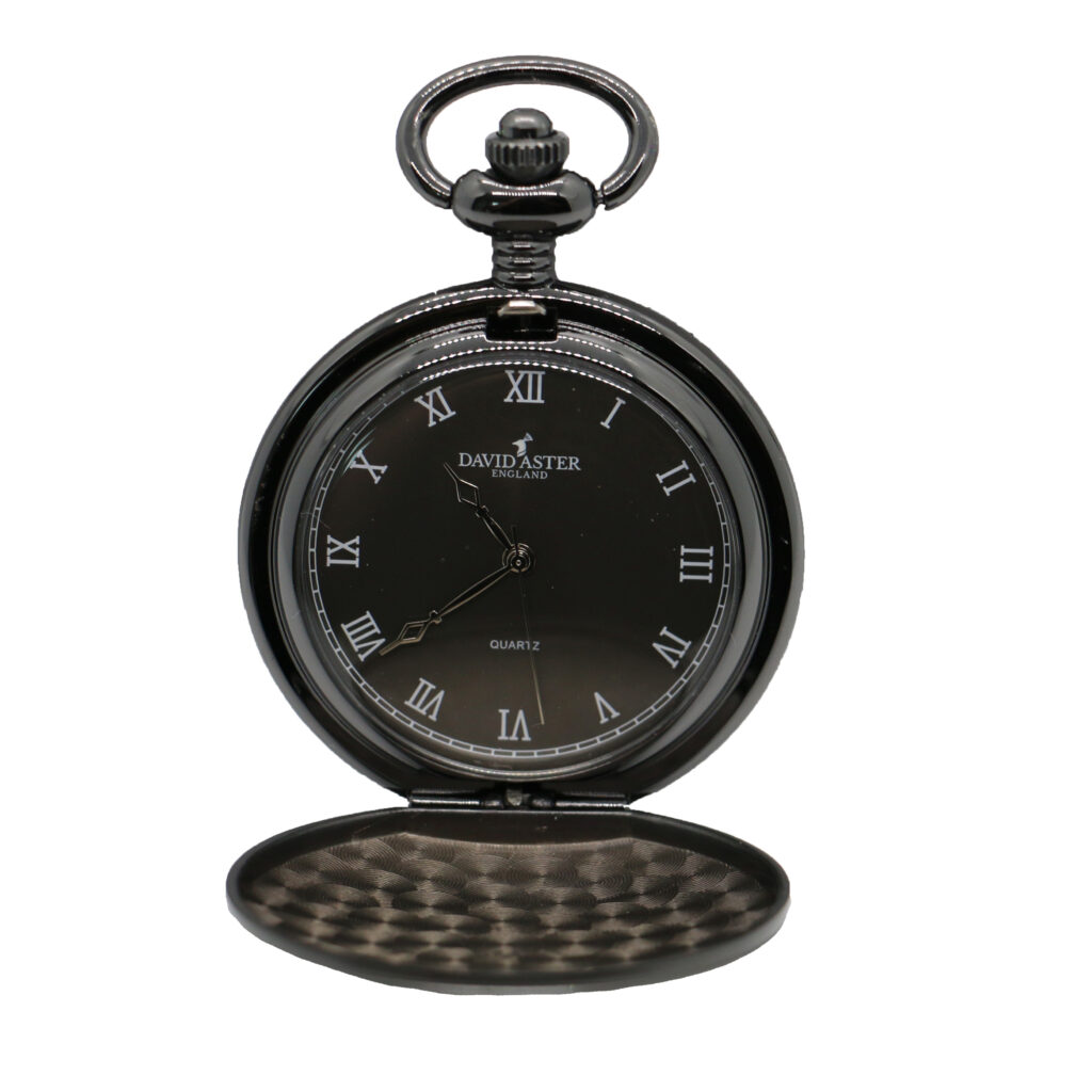 Gun Metal Quartz Full Hunter Pocket Watch - Dalaco