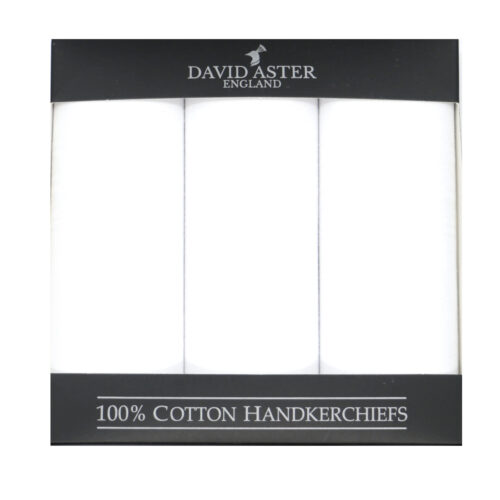 Plain White 3 Pack Cotton Handkerchiefs