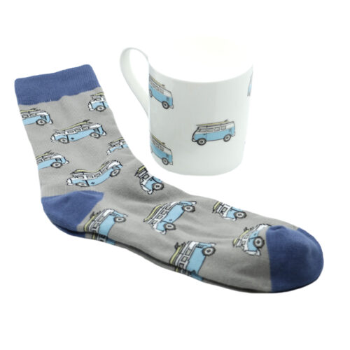 Campervan Fine Bone China Mug & Sock Set