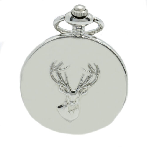 Stag Embossed Quartz Full Hunter Pocket Watch