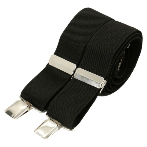 Black plain 35mm silver clip braces