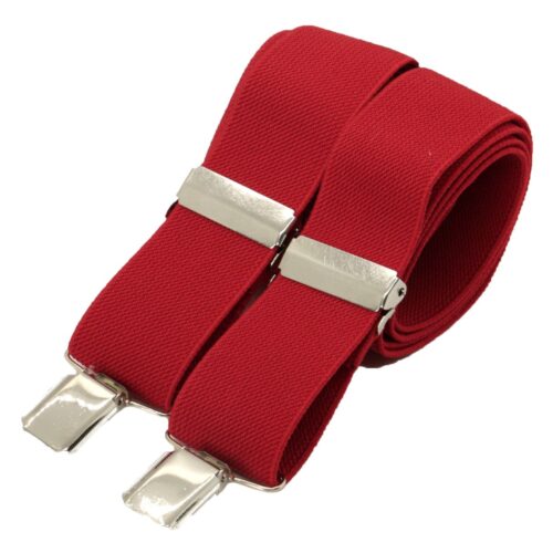 Red plain 35mm silver clip braces 