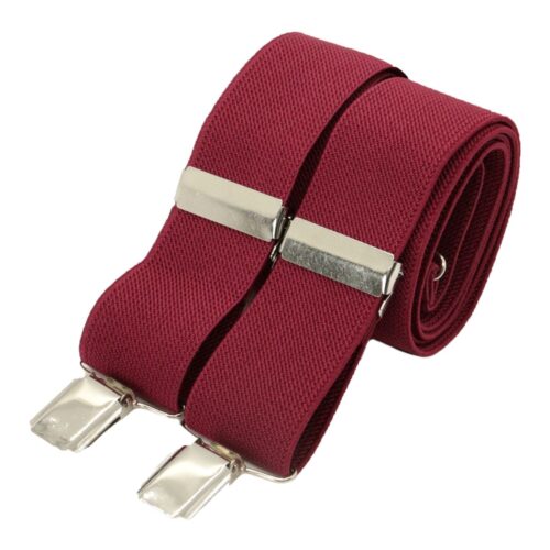 Burgundy plain 35mm silver clip braces 