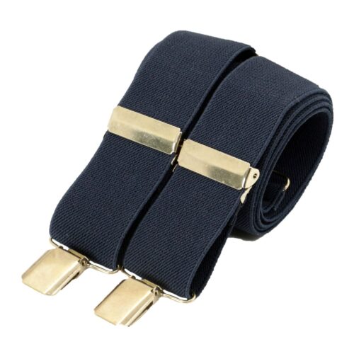 Navy plain 35mm gold clip braces