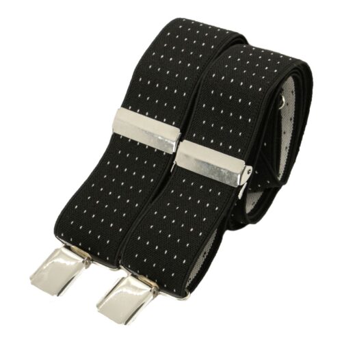 Black Pin Dot 35mm silver clip braces