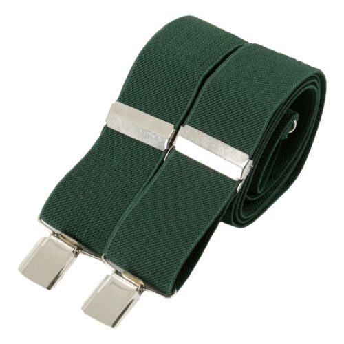 Bottle Green 35mm Silver Clip Braces