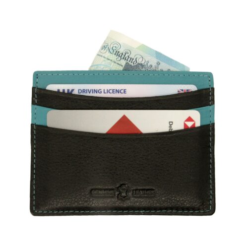 Black & Blue Slim Credit Card Case RFID Lined