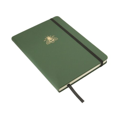 Bee Embossed Lined A5 Notebook Green