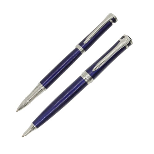 Blue Roller Ball & Ballpoint Pen Set