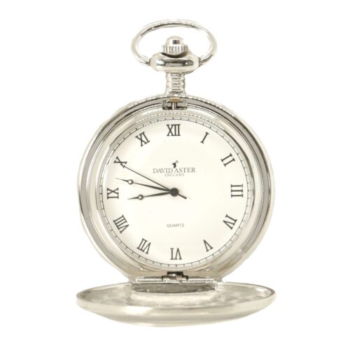 Silver & White Quartz Half Hunter Pocket Watch